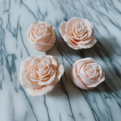 4-Pack Rose Wax Candles 2.5” by Scent Fushion Candles - Pastel floral decor for a relaxing ambiance in your home.