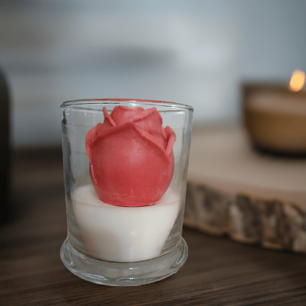 Artisan Rosebud Candle in Decorative Glass - Scent Fushion