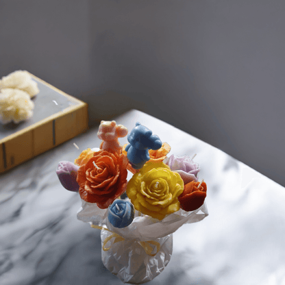 Handmade Lush Soy Wax Flower Candle Bouquet - Scent Fushion