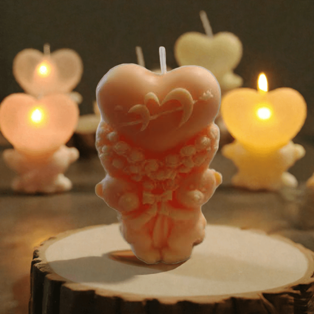 Heart-Shaped Teddy Bear Eco Wax Candle - Scent Fushion